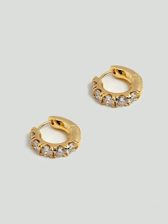 Crystal Pave Hoops Gold