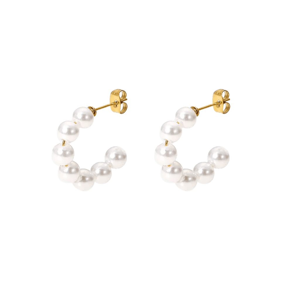 Small Mid Pearl Hoops