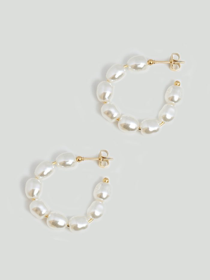 Large Pearl Earrings 'Miela' Gold