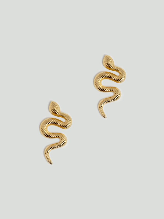 Snake Stud Earrings Gold